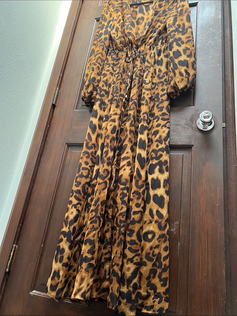 Leopard Print Long Sheer Robe - Picture 6 of 15